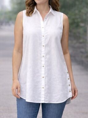 J. Jill Love Linen Sleeveless Button Down Tunic